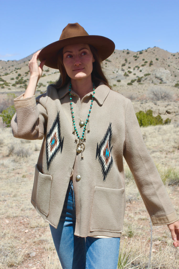 Rare Vintage 1940s Hand Woven Wool Chimayo Jacket