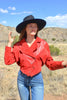 1980s Cherry Red Suede Leather Jacket medium
