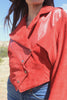 1980s Cherry Red Suede Leather Jacket medium