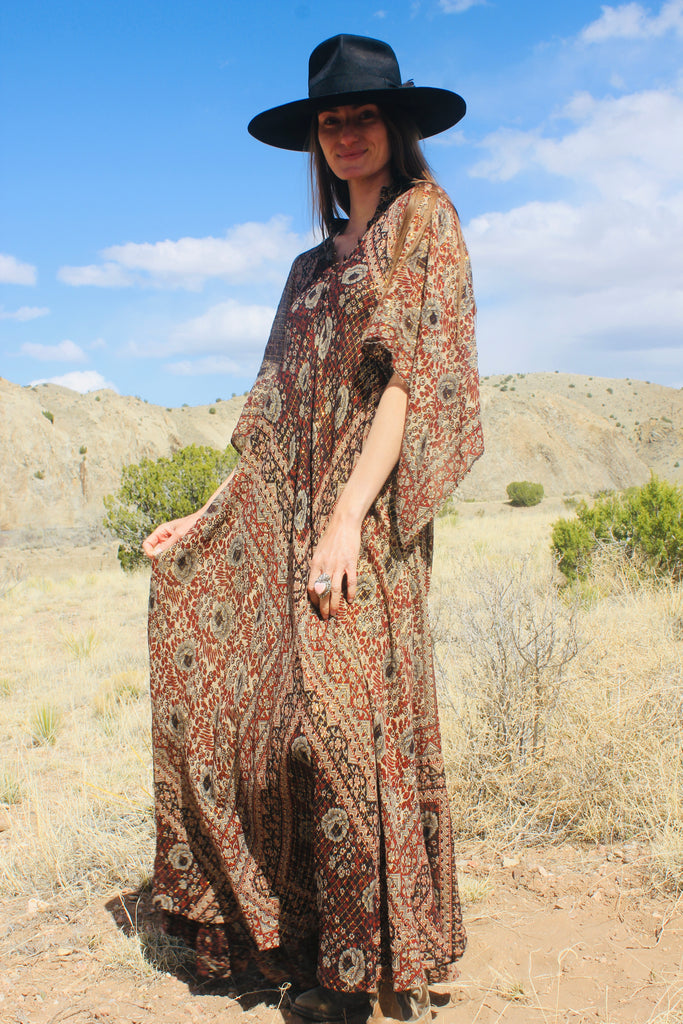RARE Color Way The Holy Grail 1970s Vintage Adini Sultana Gauzy Indian Maxi Dress