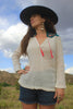 RARE vintage 1960s/1970s Hand Embroidered Gonzalo Bauer Gauzy Cotton Blouse