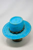 Size 7 1/8 Hand Dyed Turquoise Lone Hawk Hat with Vintage Navajo Sterling