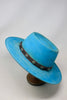 Size 7 1/8 Hand Dyed Turquoise Lone Hawk Hat with Vintage Navajo Sterling