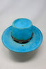 Size 7 1/8 Hand Dyed Turquoise Lone Hawk Hat with Vintage Navajo Sterling