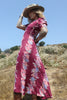 “Burgundy Bouquet” 1940s Zipper Print Floral Satin Rayon Dress