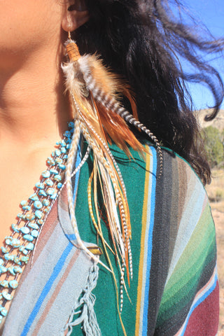Long Handmade Feather Earrings