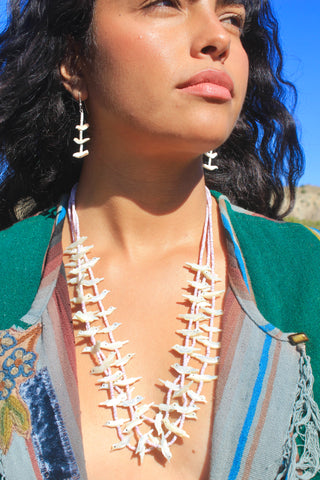 Vintage Zuni Shell Bird Fetish Necklace and earrings set