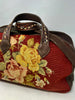 Honeywood Original One-of-KInd Cabbage Rose Needlepoint Deerskin Overnighter