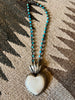 "Sacred Heart" Hand Carved Bone and Turquoise Necklace