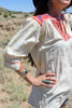 Vintage Mexican Chenteña Hand Embroidered Folk Art Blouse Circa 1960s