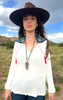 RARE vintage 1960s/1970s Hand Embroidered Gonzalo Bauer Gauzy Cotton Blouse