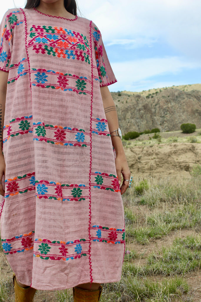 Vintage Dusty Rose Handwoven Oaxacan Huipil