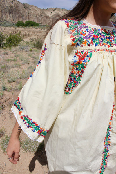 Rare Romantic Hand Embroidered Oaxacan Wedding Dress