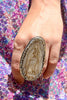 Hand Carved Guadalupe Statement Ring Tibetan Silver Adjustable