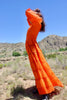 Tangerine Dream" Festive and Vibrant Vintage Mexican Pintucked Maxi Dress
