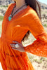 Tangerine Dream" Festive and Vibrant Vintage Mexican Pintucked Maxi Dress