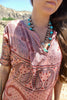 "Cosmic Butterfly" 1970s Pakistani Maxi Dress with Metallic Thread Size Large