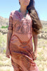 "Cosmic Butterfly" 1970s Pakistani Maxi Dress with Metallic Thread Size Large