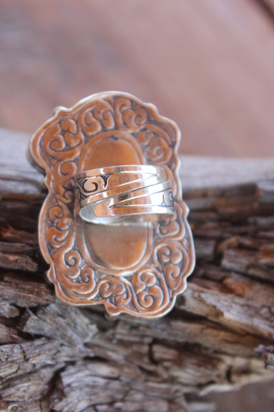 Turquoise Cluster Statement Ring Tibetan Silver – Honeywood