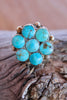 Round Navajo Turquoise Cluster Ring Size 8