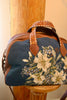 "Regal Lily" Hand Embroidered Antique Needlepoint One of A Kind Deerskin Honeywood Overnighter