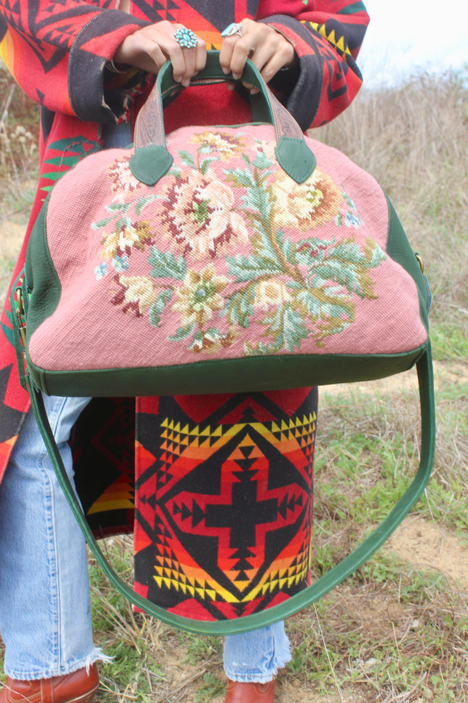 Hunter Green Deerskin "Honeywood Overnighter Bag" Handmade and One of A Kind