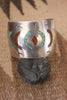 Vintage Navajo Turquoise Coral and Onyx Inlay Sterling Cuff