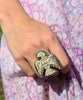 Hand Carved Bone Thunderbird Ring Tibetan Silver