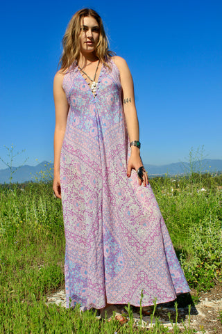 SALE Vintage Gauzy Adini Sultana Inspired Print Maxi Dress
