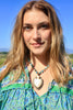 Hand Carved Sacred Heart Turquoise and Tibetan Silver Necklace