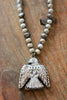 Long Carved Bone Thunderbird Necklace with African Glass Beads