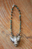 Tibetan Silver and Carved Bone Eagle Necklace on Hand Knotted Turquoise