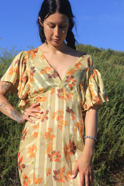 EXQUISITE 1930s Floral Chiffon BIAS CUT Maxi Dress – Honeywood