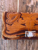 1940s Mexican Hand Tooled Leather Clutch with Bakelite Clasp