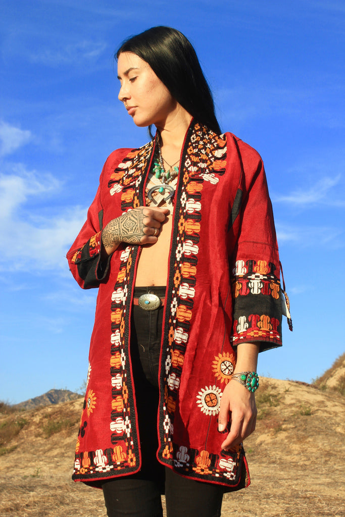 RARE Antique Turkmen Silk Embroidered Jacket