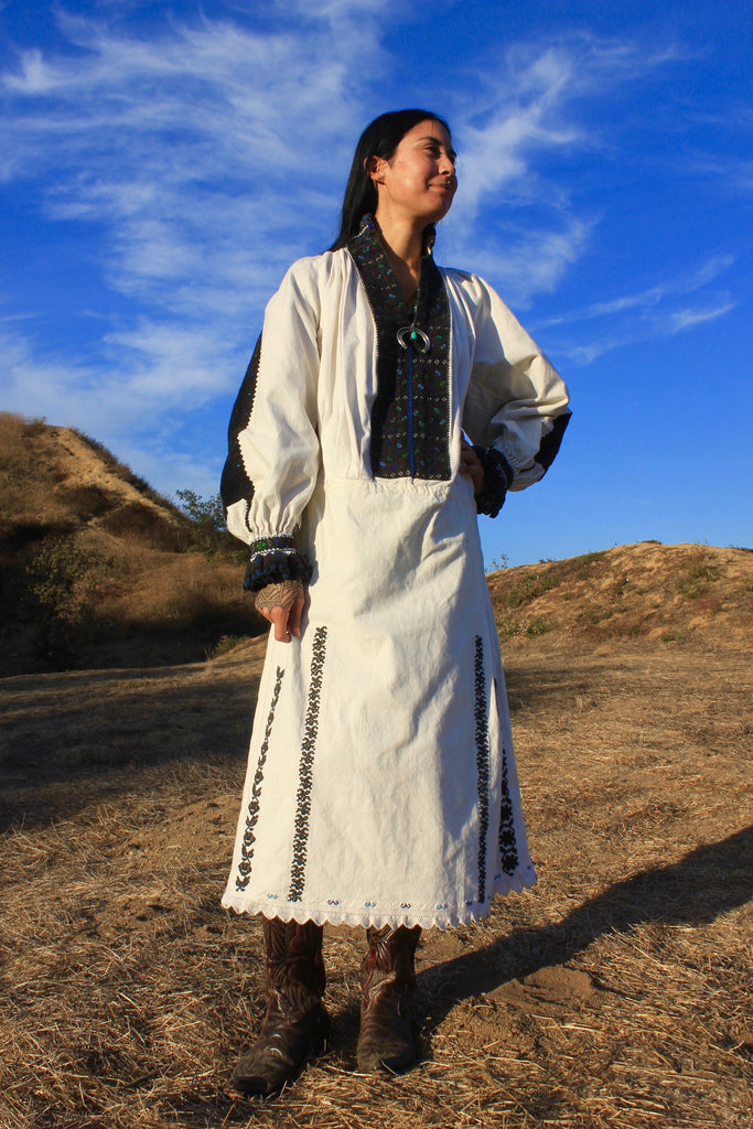 1920s "Romanian Folk" Antique Handmade and Hand Embroidered Peasant Dress