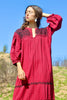 "Rosa Roja" Vintage Folk Handmade Hand Embroidered Mexican Dress