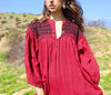 "Rosa Roja" Vintage Folk Handmade Hand Embroidered Mexican Dress