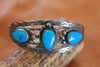 Tri-Stone Fred Harvey Era Stamped Native American Bracelet