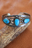 Tri-Stone Fred Harvey Era Stamped Native American Bracelet