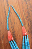 Old Pawn Santo Domingo Kingman Turquoise and Spiny Oyster Necklace From The Calamity Pass Collection