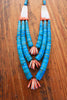 Old Pawn Santo Domingo Kingman Turquoise and Spiny Oyster Necklace From The Calamity Pass Collection