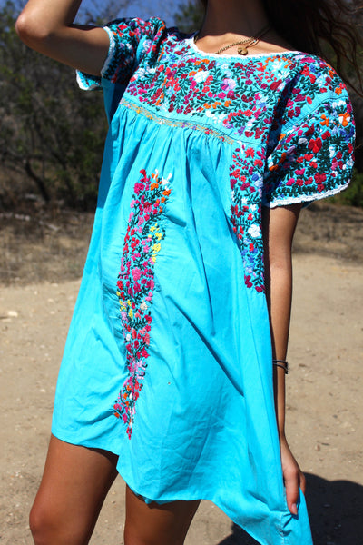 Oaxacan Hand Embroidered Mini Dress Circa ~ 1970s Honeywood 7341