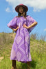 Purple Lovely 1970s "Kaiser" Block Print Maxi Dress