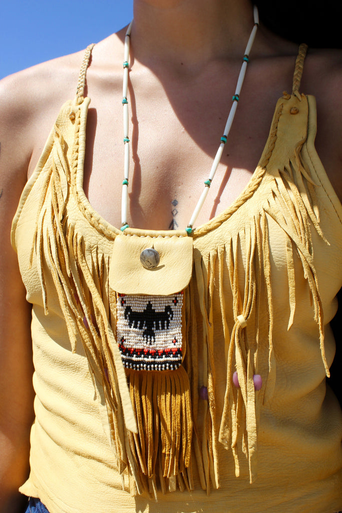 Stormie Hand Beaded "Thunderbird Medicine" Deerskin Pouch
