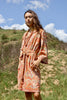"I Magnin" 1970s Block Print Hostess Dress