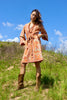 "I Magnin" 1970s Block Print Hostess Dress