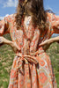 "I Magnin" 1970s Block Print Hostess Dress
