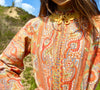 "I Magnin" 1970s Block Print Hostess Dress