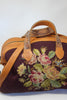 "Whiskey and Roses" Antique Needlepoint Handmade One of A Kind Honeywood Overnighter Bag